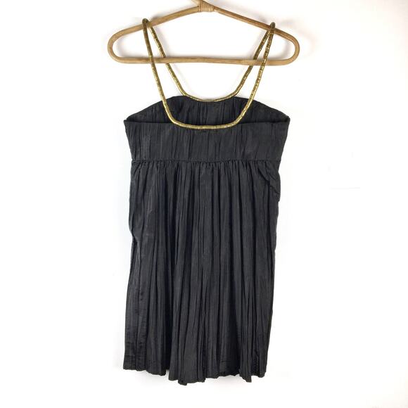 Calypso St. Barth Black Silk Pleated Dress with Gold Metal Collar Size 2 - Picture 6 of 8